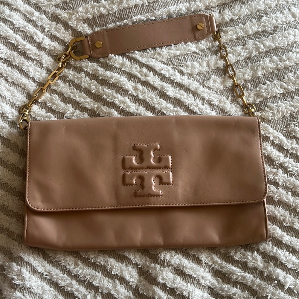 Tory Burch Convertible Shoulder Bag / Clutch in Nude / Blush